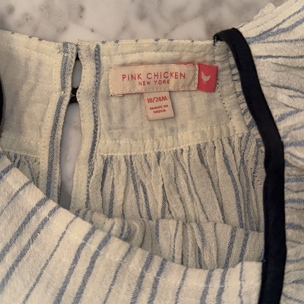 NWT Pink Chicken Striped Bubble Romper - Picture 3 of 7